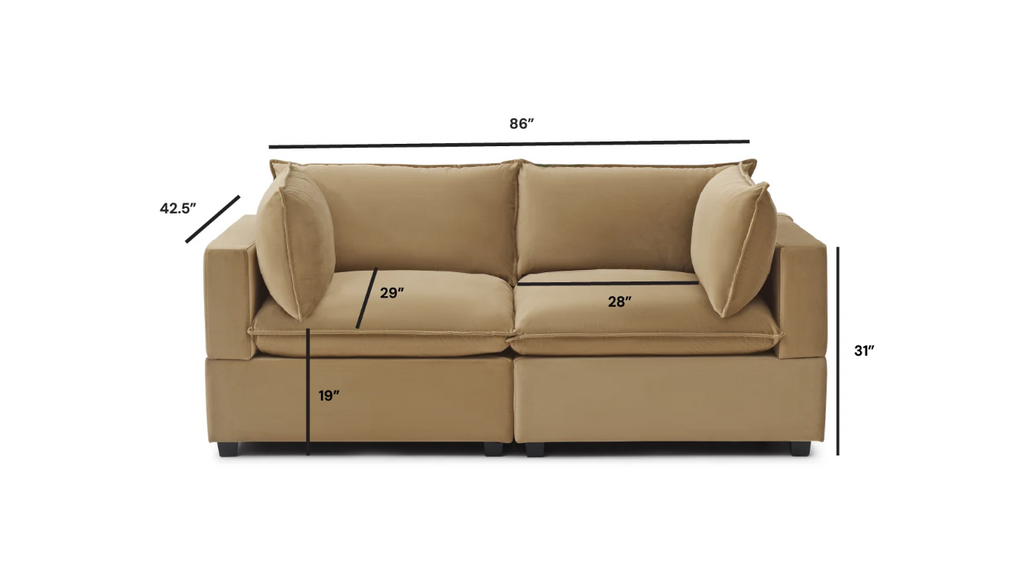 Serenity Beige Modular Loveseat Sofa