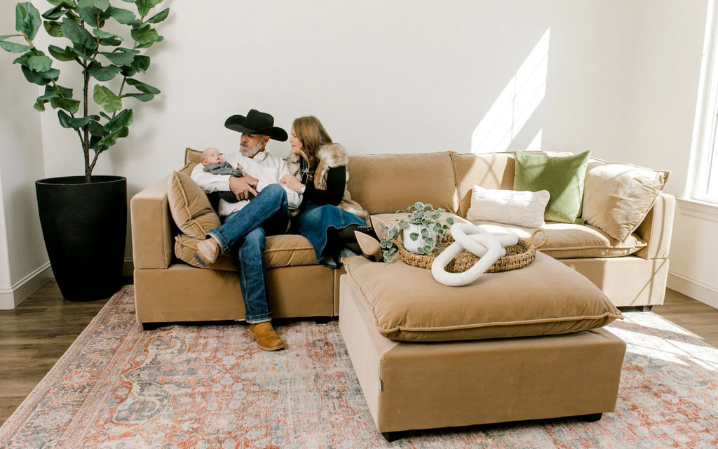 Serenity Beige Modular Loveseat Sofa