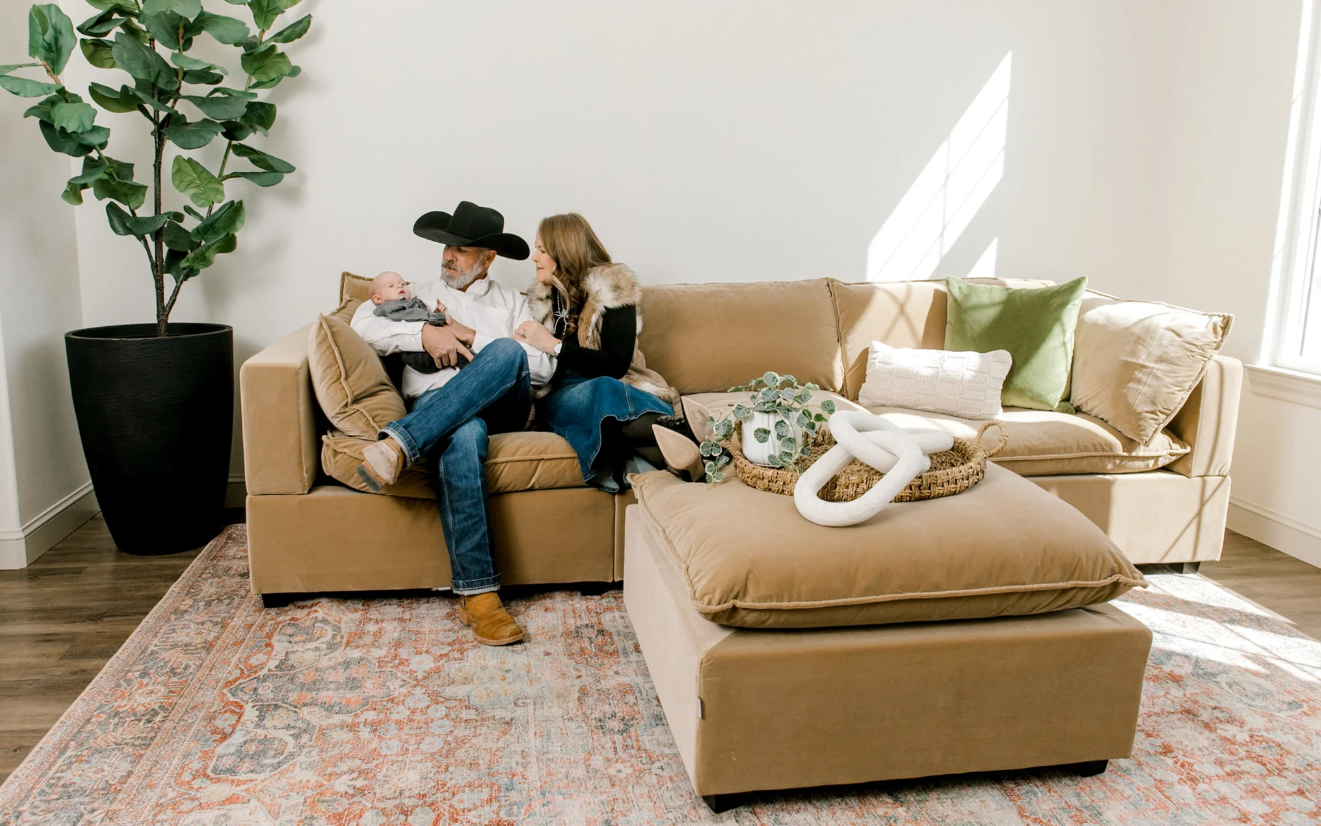 Serenity Beige Modular Loveseat Sofa